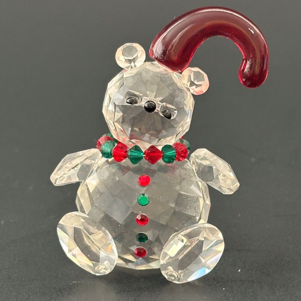 Crystal Christmas Holiday Teddy Bear Figurine Miniature Collectable